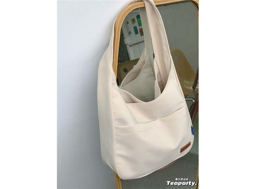 Tea party solid color simple bag hand bag college student class shoulder bag large capacity tote bag Tea party solid colo...